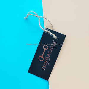 Fast <strong>custom</strong> recyclable Luxury embossed Paper hang <strong>tags</strong> black UV <strong>printing</strong> hang <strong>tag</strong> swing <strong>tag</strong> with <strong>string</strong> rope for clothing - Product Image 5