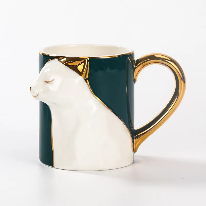 Tivray-Tazas 3D de porcelana y café con estampado de cara de zorro y té, tazas de animales para beber, creativas, hechas a mano, gran oferta
