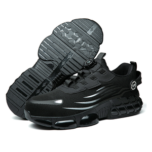 รองเท้าผ้าใบสไตล์สปอร์ตสำหรับผู้ชาย ZG 918 รองเท้าทำงานนิรภัยแบบใหม่ ป้องกันการกระแทกและการเจาะทะลุ สีดำ พร้อมปุ่มหมุนสำหรับงานก่อสร้าง - Product Image 4