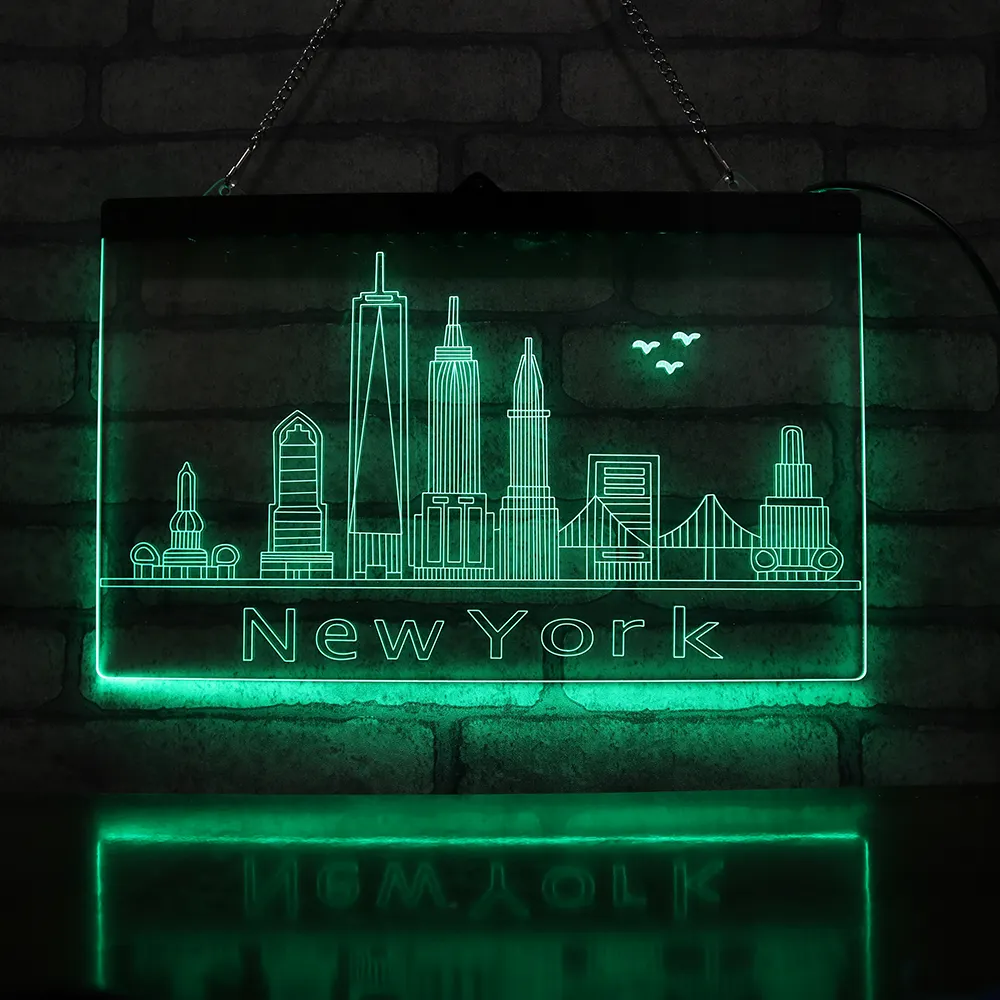 Esposizione della luce del segno 3d ha condotto la lampada del segno principale acrilico del segno del bordo con progettazione dell'edificio di NEW YORK per la casa e la barra decorative