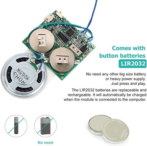 Записываемый звуковой модуль, программируемый звуковой чип Icstation 8M USB с динамиком, Кнопочная активированная звуковая плата для зарядки - Product Image 4