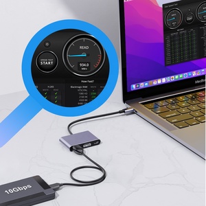 2024 mejores accesorios de computadora 3 en 1 USB C HUB con adaptador de 4K30Hz y USB 3,2 10Gbps hub de datos