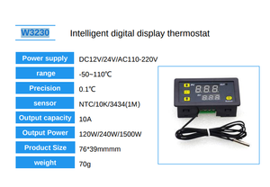 Controlador de temperatura digital LED con instrumento de control de calor/enfriamiento W3230 - Product Image 2