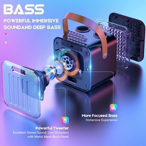 İki mikrofon ve ev ve dış mekan kullanımı için çok stil LED ışıkları ile SP-100 Karaoke Bluetooth akıllı hoparlör - Product Image 4