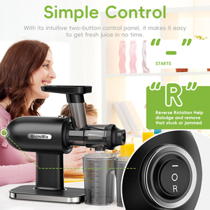 BioloMix BPA ücretsiz yavaş çiğneme burgu sıkacağı meyve ve sebze düşük hız suyu sıkacağı kompakt soğuk pres sıkacağı makinesi - Product Image 3