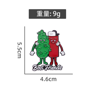 最好的朋友珐琅别针定制烟叶打火机胸针翻领徽章植物珠宝礼物给伴侣朋友
