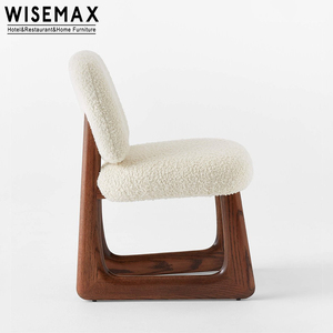 <span class=keywords><strong>WISEMAX</strong></span> mobilya İskandinav ev yemek mobilyaları ahşap ve kumaş yüksek geri yemek sandalyesi boucle vanity sandalye yatak odası için