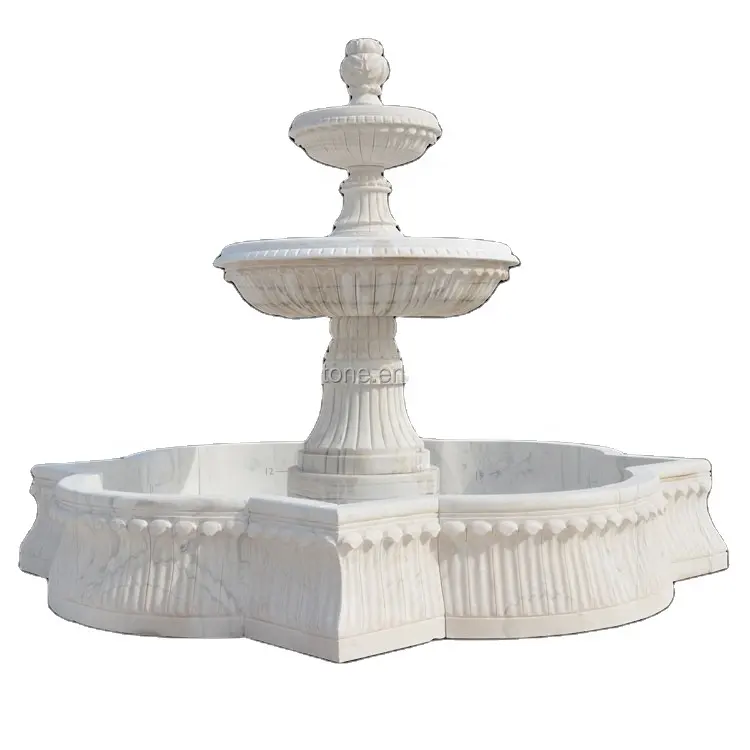 Giardino di pietra prodotti a buon mercato in marmo bianco 2 tier fontana di acqua