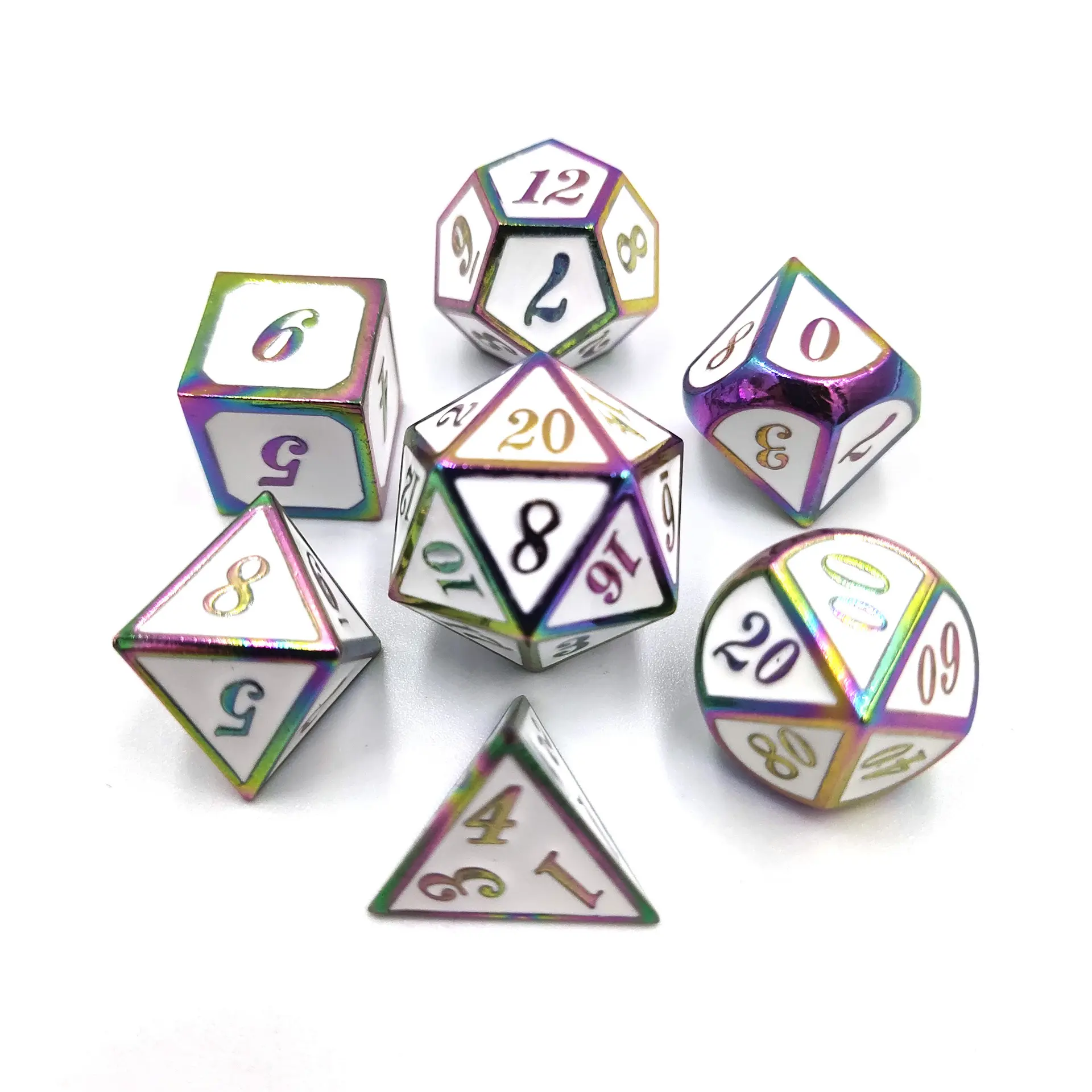 Grosir Grosir Dadu Logam Polihedral Dipersonalisasi DND Set Dadu Logam Polihedral D10 D6 D20 Dadu