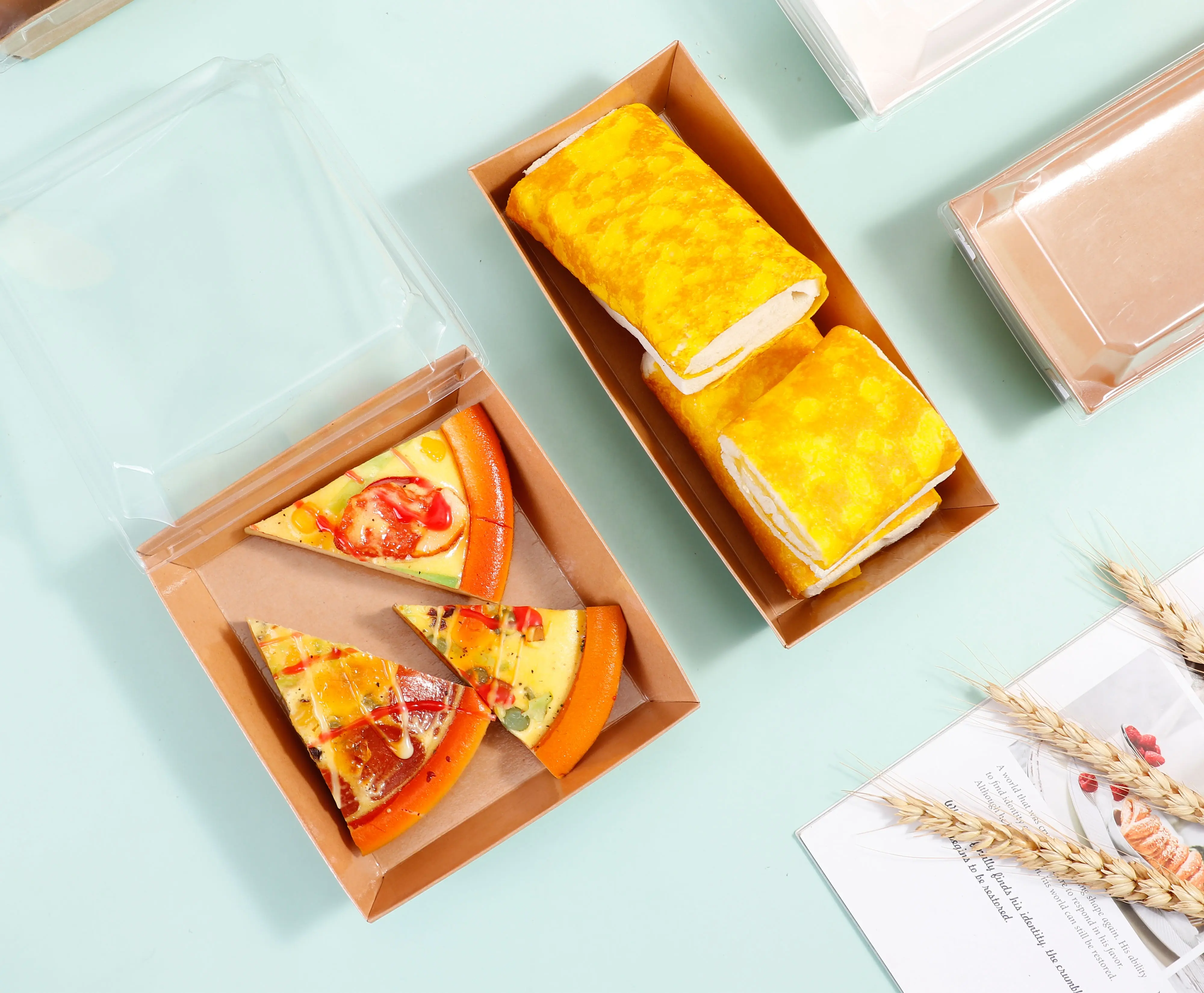 Fabrik Großhandel Papier Box für Sandwich mit Transparent Deckel für Hot Dog Sandwich Verpackung