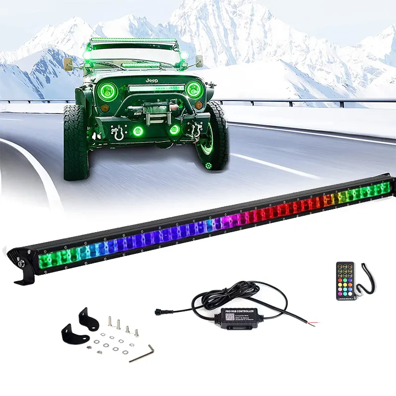 Barra de luz LED Offroad brilhante 32" 42" 50 Polegadas LED de fileira dupla com cor de perseguição para ATV UTV 4x4 SxS Offroad