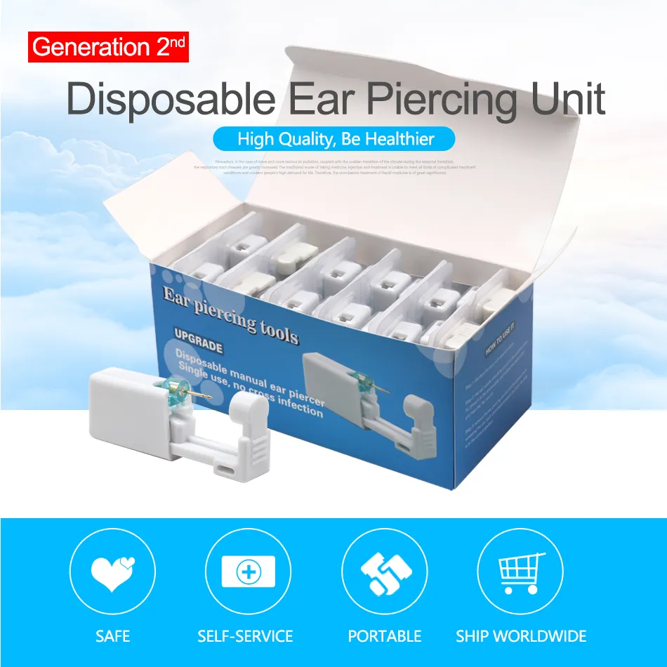 Self Ear Piercing Gun mit Mini White Crystal Studs Persönlicher Ohrpiercing-Werkzeugs atz Schmerzloser Ohr piercer Einweg