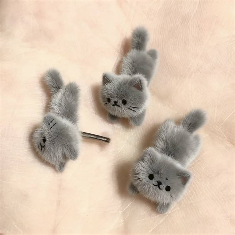 Boucles d'oreilles chat en peluche