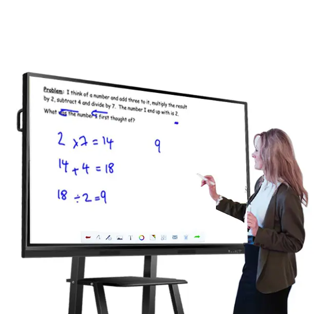 Heymi 65 Inches 4K Infrared 10 Points Touch Screen Display Interactive Board Smart Whiteboard For School