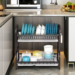 2-Tier Metal mutfak lavabo üzerinde bulaşık kurutma rafı gereçler sofra organizatör ile kesme tahtası tutucusu çift depolama rafları - Product Image 6