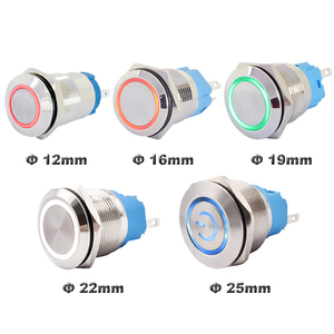 Interruttore a pulsante momentaneo impermeabile Spdt Dpdt On/off interruttore a pulsante a LED in metallo interruttore illuminato 12mm 16mm 19mm 22mm 25mm - Product Image 1