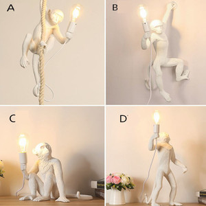 Modern Maymun lamba Halat LED kolye Işıkları Aydınlatma Sanat İskandinav Reçine <span class=keywords><strong>Seletti</strong></span> Asılı Lamba Maymun Lamba