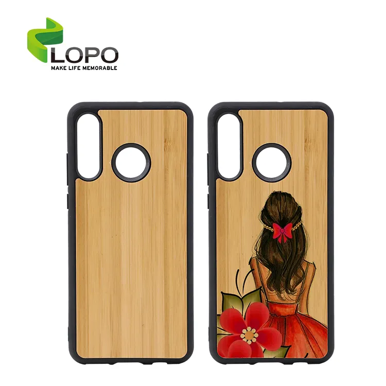 Capa de subolmação em branco 2d, capa de celular de carregamento sem fio com inserção de bambu para huawei p30 lite