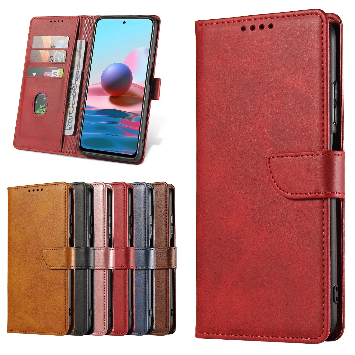 Coque de téléphone en cuir Flip la plus vendue pour Xiaomi 13C Redmi Note 13 Pro Cover avec fonction portefeuille