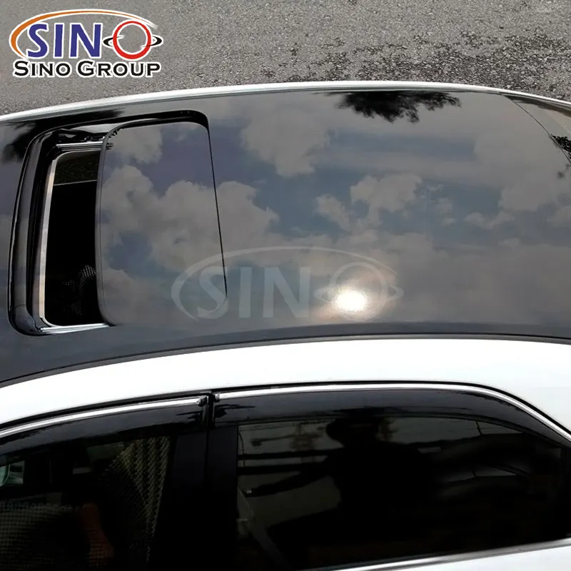 Суперглянцевая черная трехслойная глянцевая черная Автомобильная наклейка на крышу солнца, 120 микрон, 1,35x15 м, автомобильная виниловая пленка против царапин