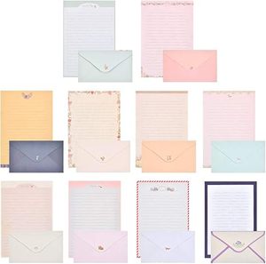 クリエイティブな対応のために設定されたかわいいA5レターライティングペーパーと封筒 - Product Image 1