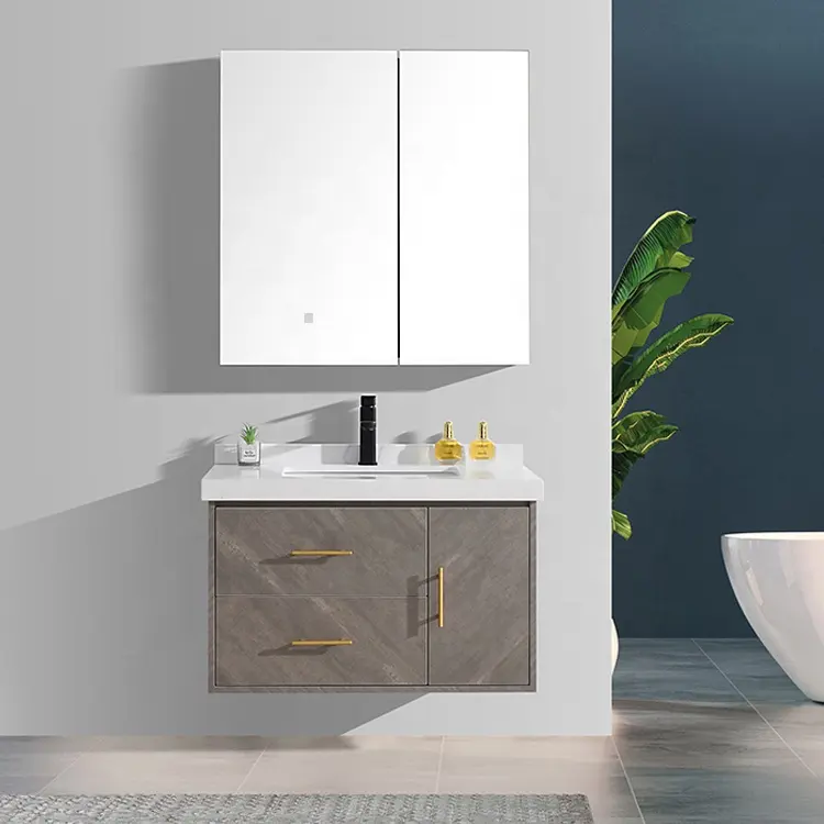 Inodoros de madera modernos de estilo simple, armarios de baño, tocador montado en la pared