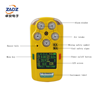 同時リアルタイム5-in-1有害環境ガス検出器可燃性CH4/O2/CO/H2S/CO2デジタルリーク検出器 - Product Image 6