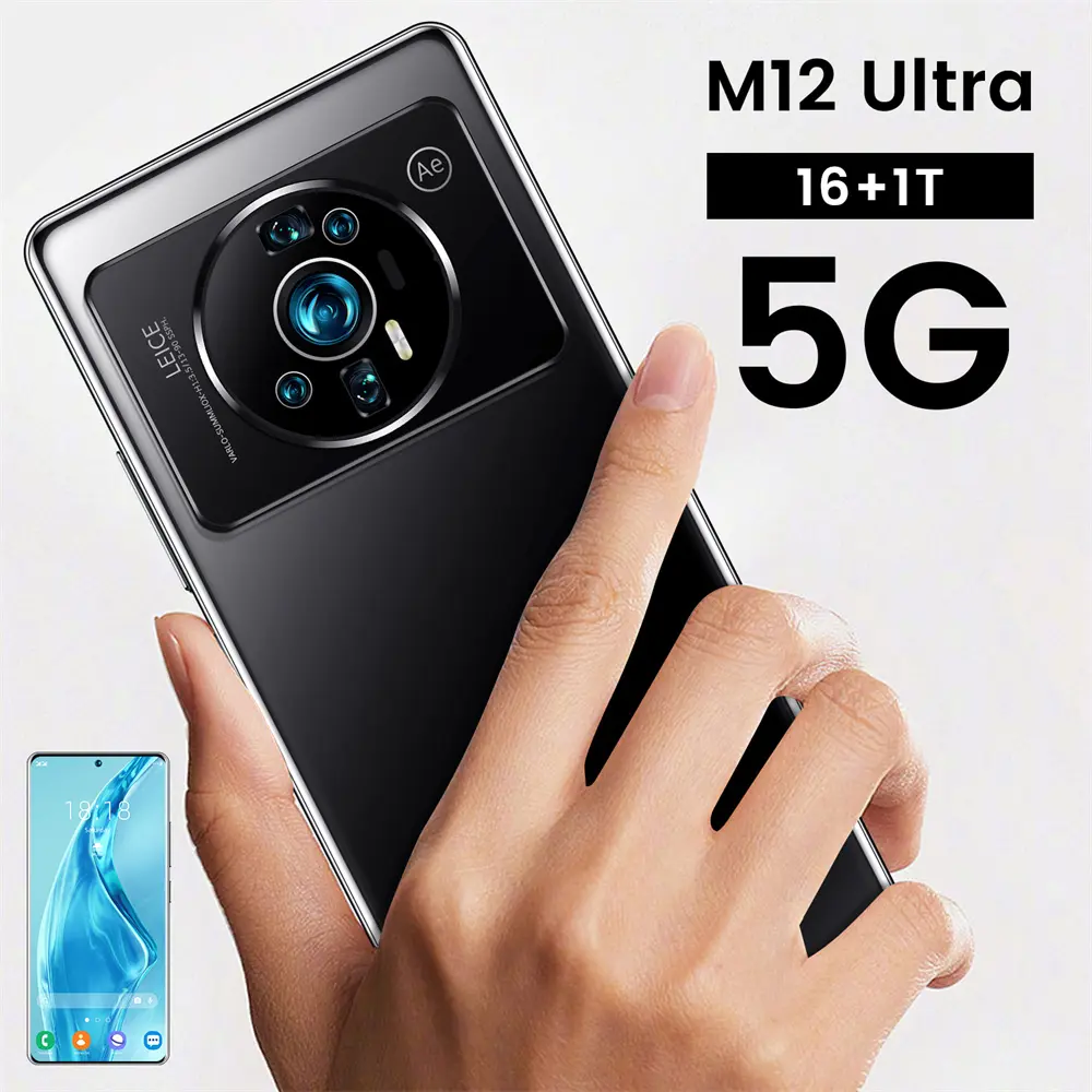 M12 16+1TB זיכרון גדול 7.3 אינץ' מסך גדול אנדרואיד משחק מקוון וידאו סמארטפון סחר חוץ טלפון נייד חוצה גבולות
