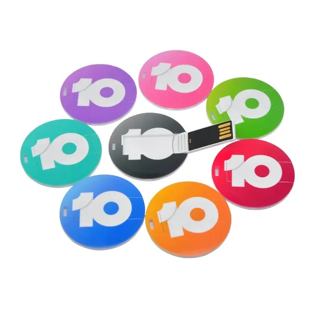 Новинка пластиковая круглая карта USB флеш-накопитель 2 Гб, usb накопитель 8 ГБ полная емкость мини usb накопитель с пользовательским логотипом печать