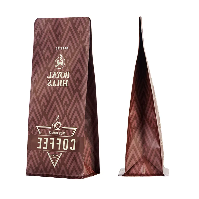 1/2Lb 170 Microns OPP/NY/CPP acabamento brilhante sombreamento caixa de embalagem de grãos de café árabe bolsa inferior com válvula e zíper