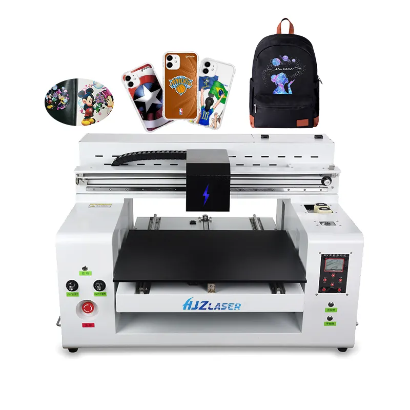 HJZ लेजर गर्म बेच फ्लैट बिस्तर मुद्रण मशीन 3360 यूवी प्रिंटर यूवी स्याही डिजिटल कपास कपड़ा छपाई