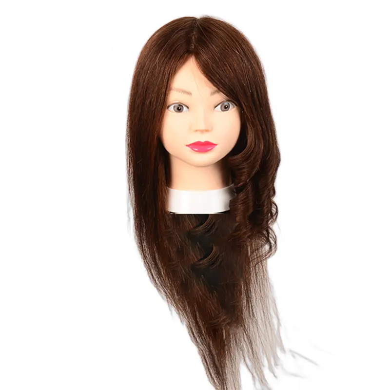 Mannequin Head Real Human Hair Hairdresser Training Head Manikin Cosmetology Doll Head With Stand 18 Inches