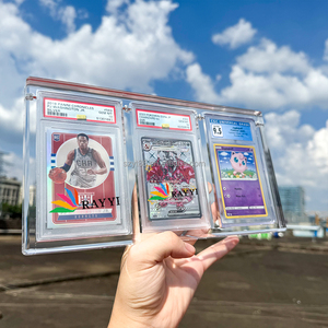 UV Clear 3 Slot Psaed Graded Karten etui Dicke 10mm Acryl Magnetic PSAed 3 Slab Card Vitrine - Product Image 4