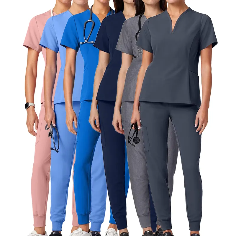 Yuhong-Conjunto de exfoliación para mujer, uniforme de diseño para limpieza médica, Revel, salvia, apto para trotar, uniformes de hospital, exfoliantes médicos