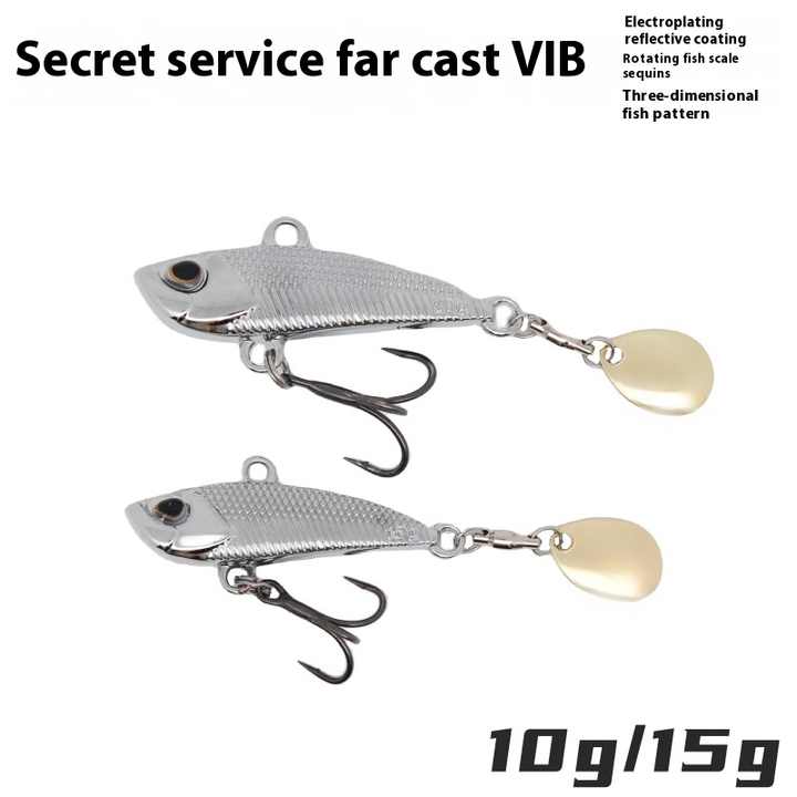 Luya 3 sonda gancho secreto fino trasero largo tiro giratorio lentejuelas 15G/20G duradero bajo boca río hielo/Carpa flotante Metal plástico