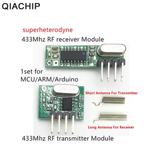 QIACHIP 433 Mhz RF transmisor y receptor superheterodino ASK 433 Mhz módulo con antena para Uno Wireless Diy Kits