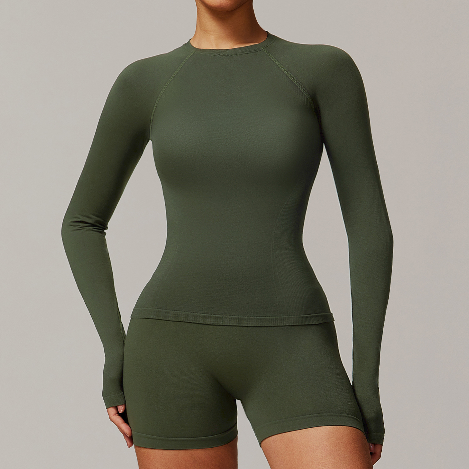 Verde scuro a maniche lunghe