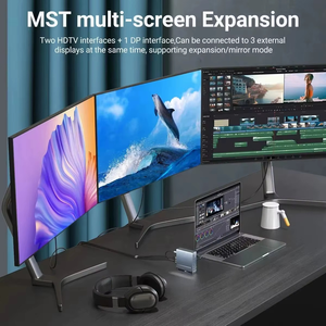<strong>USB</strong>-<strong>C</strong> Docking Station Dual HDTV 4K MST 16-1 <strong>USB</strong> 3.0 HUB Interface Multi-Function <strong>3.1</strong> Splitter <strong>Adapter</strong> for MacBook Desktop Mon - Product Image 3