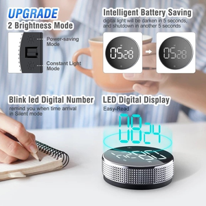 Timer da cucina digitale conto alla rovescia magnetico tondo conto alla rovescia con Display a LED per cucinare, incontrare, studiare e Fitness - Product Image 5