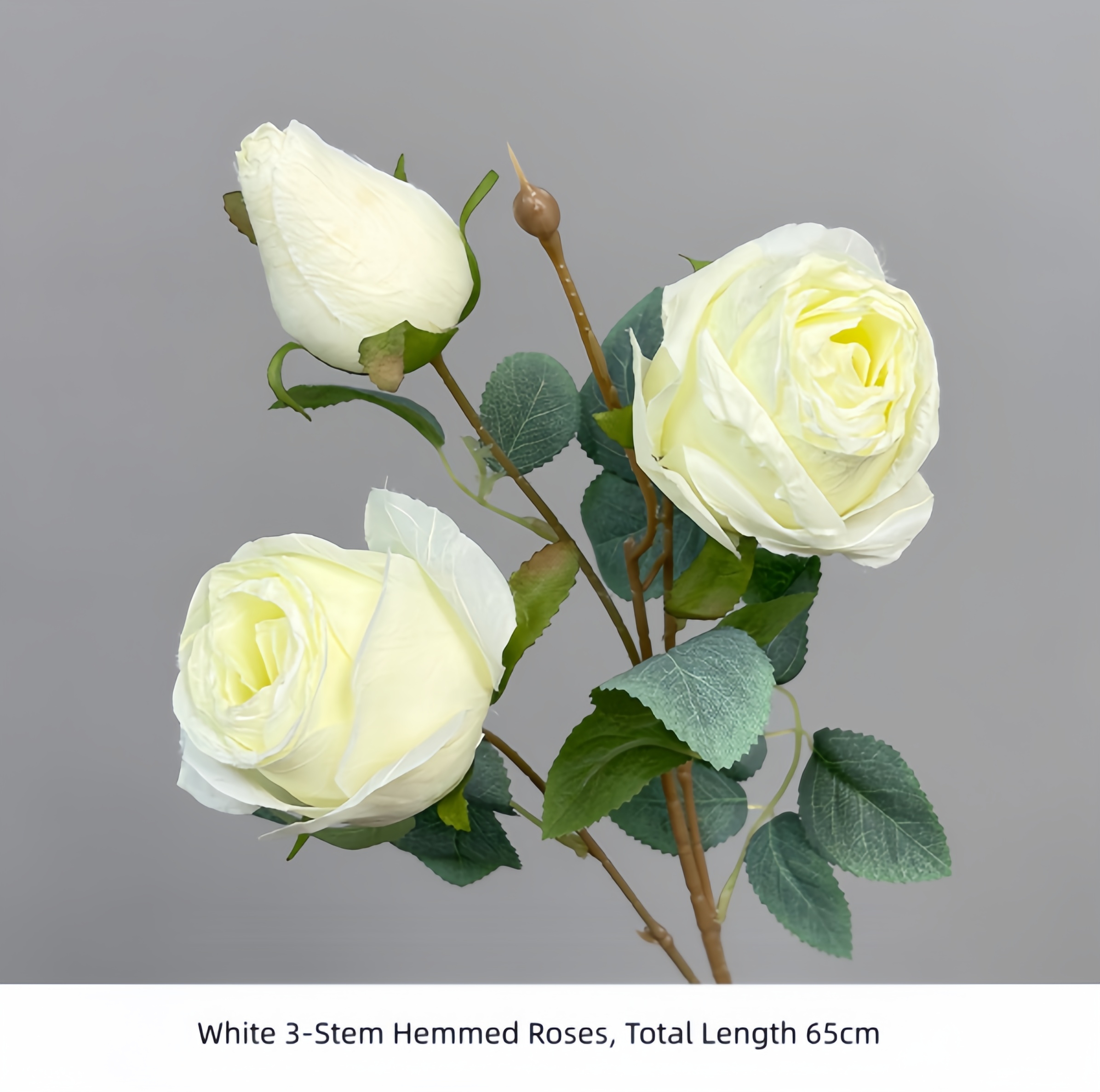 Roses blanches ourlées à 3 tiges