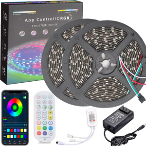 WS2811 IC RGB addressable LED Strip Light 5050 SMD RGB 60LED /m 20พิกเซลส์/เมตรหลายสี10M เพลงไล่ IP65 - Product Image 1