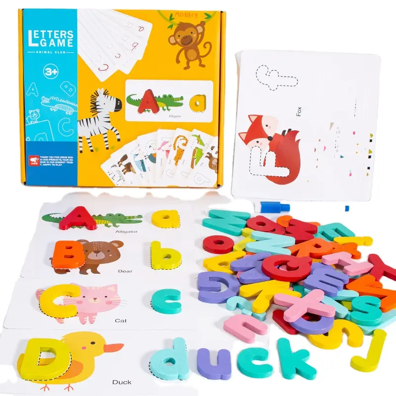 Juguete educativo de madera para niños, 26 letras en inglés
