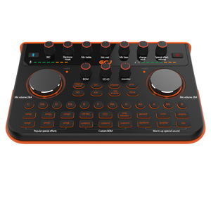 GCJ-mini interfaz de audio CON MEZCLADOR de DJ, tarjeta de sonido en vivo, Effiece, negro, con enchufe de 48V de potencia, OTG, con micrófono de 3,5mm - Product Image 1