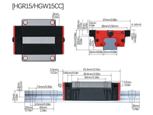 Bloque deslizante de rodamiento de guía lineal HLTNC Alto montaje HGH HGW 15 Deslizador de brida Deslizador alargado Deslizador de retención de acero para cnc - Product Image 3