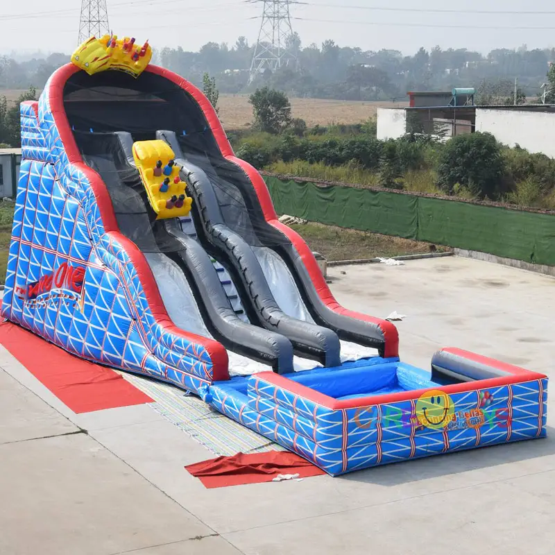 giant dual lane roller coaster kids commercial pool water slide cheap small inflatable water slide