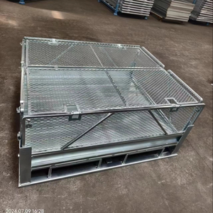 Almacenamiento industrial Contenedor de malla de alambre galvanizado apilable Jaula de caja de palés de malla resistente - Product Image 1