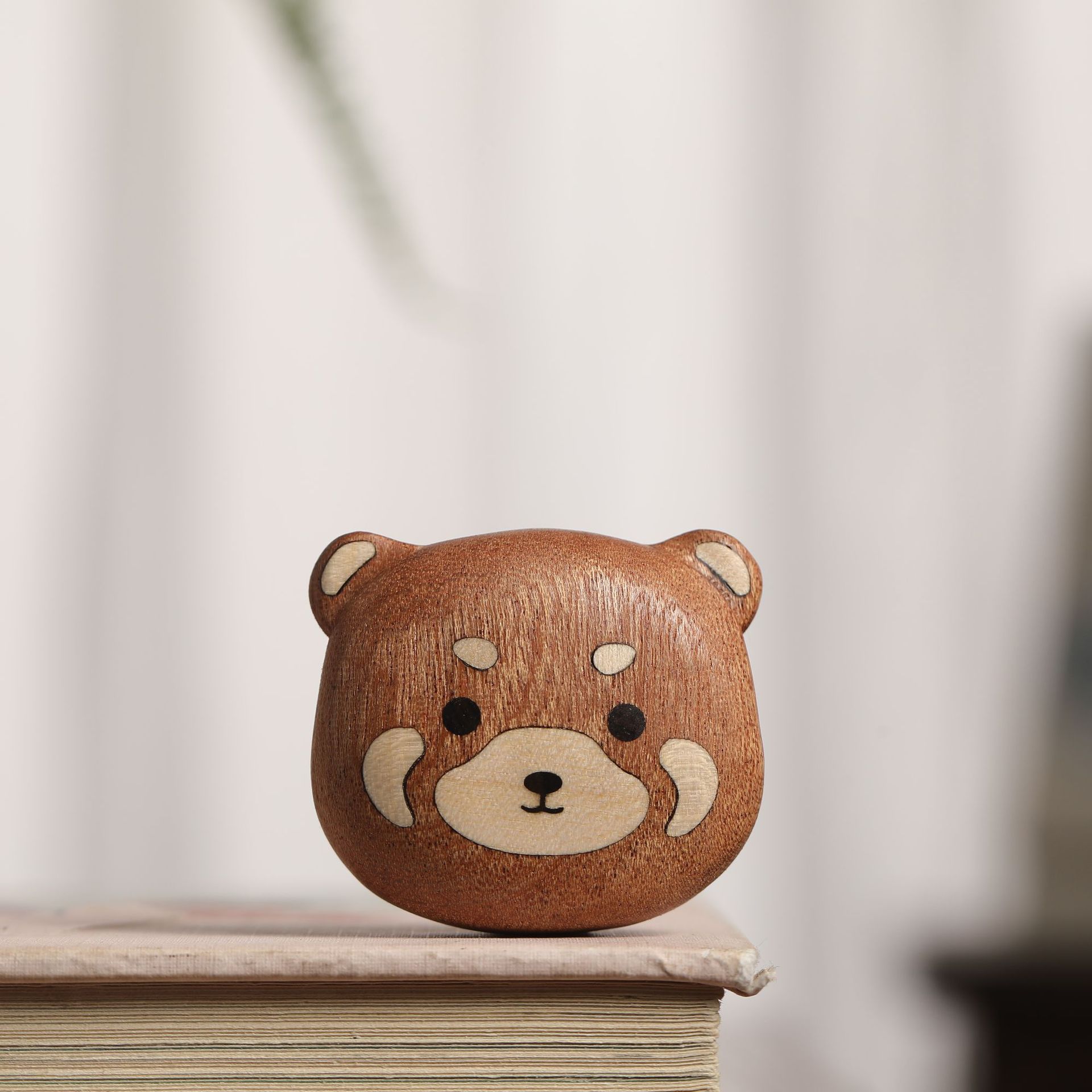 Ebony wood spliced bear style 1 refrigerator magnet
