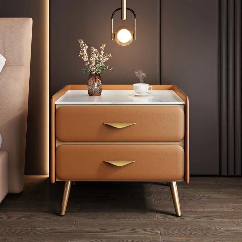 Orange (top of the slab) with gold fittings