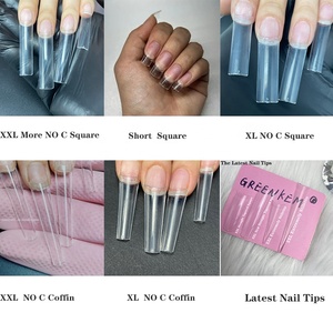 โลงศพเคล็ดลับเล็บที่ไม่ใช่ C Curve Stiletto Black XXL ปลอมเทียมเรียวตรงใสไม่มี C โค้งครึ่งปกเคล็ดลับเล็บสี่เหลี่ยม - Product Image 2