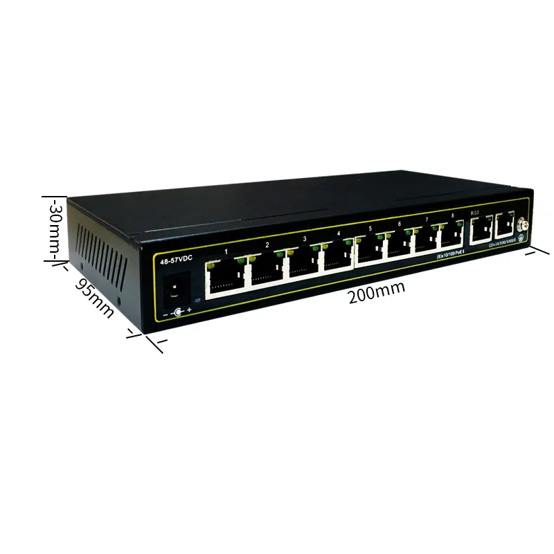 Desktop/Wall-Mount 10/100/1000Mbps saklar jaringan Hub tidak dikelola Gigabit 10 Port Ethernet Switch dengan Metal Housing